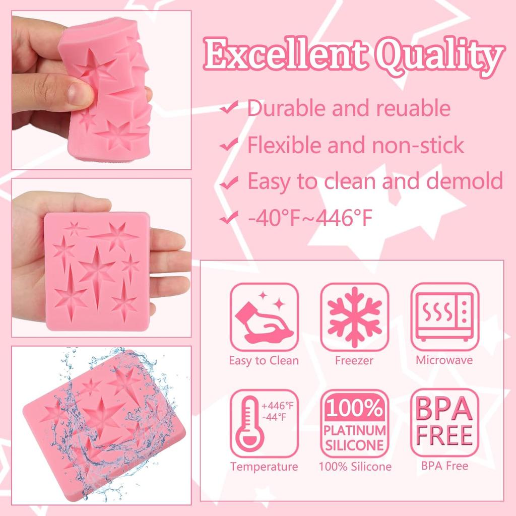 1 Pcs Hexagonal Star Chocolate Silicone Mold, 3D Star Candy Fondant Mold, Suitable for Holiday Party Cake Decoration, Cupcake Toppers, Cookies,
