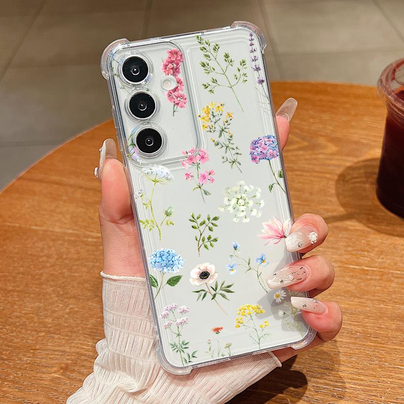 Colorful Flowers Pattern Phone Case For Samsung Galaxy S26 S25 S24 S23 Ultra S22 Plus S21 S24 S25 FE Clear Shockproof Soft Cover