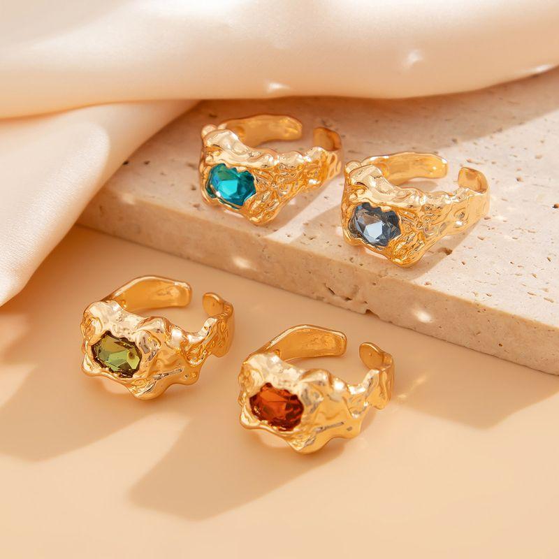 4-Piece Set Asymmetrical Gemstone Ring Suit Fashion New Arrival Affordable Luxury Fashion Online Influencer Refined Trip Shoot Ornament Tide