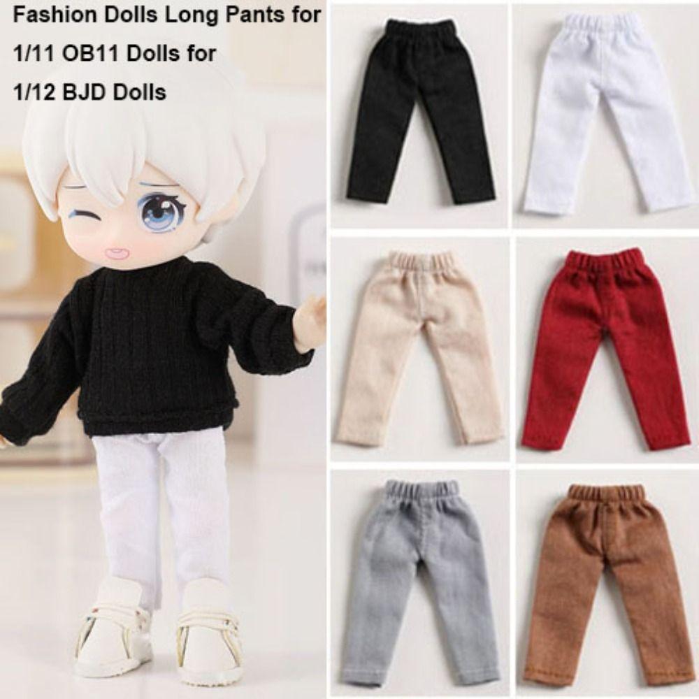 6 Colors Dolls Long Pants Doll Clothing for 1/11 OB11 Dolls for 1/12 BJD Dolls Clothes Accessories