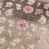 5D French Nail Stickers - Floral & Geometric Love Decor, Golden Frame, Cherry Blossom Design, Self-Adhesive Acrylic Embossed Sliders for Manicure