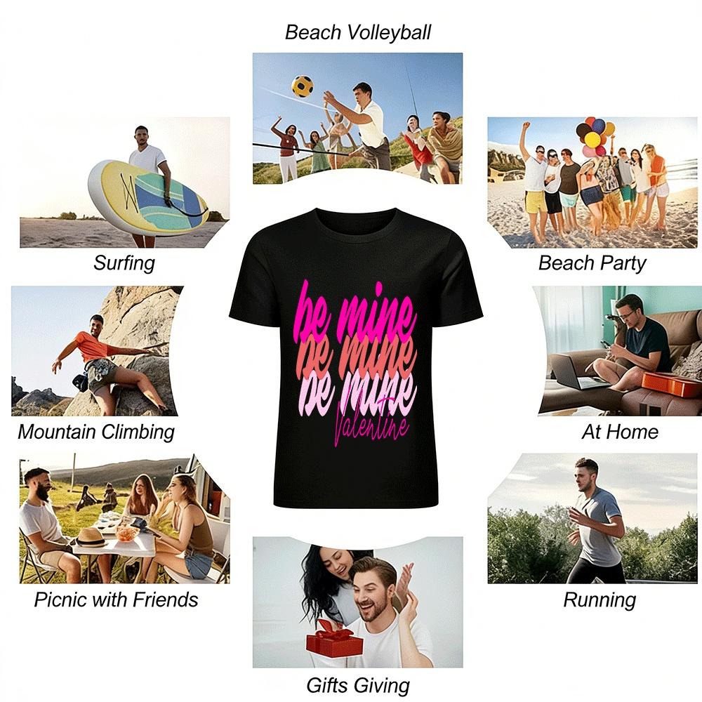 Valentine's Day Be Mine Printed Couples Loose Fit T-Shirt Pure Cotton T-shirt