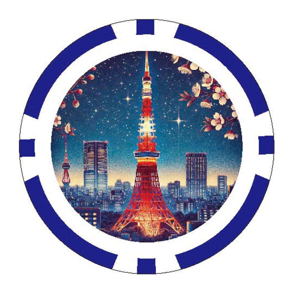 Poker Chip Japanese Landscape Marker Shine Tower (030)