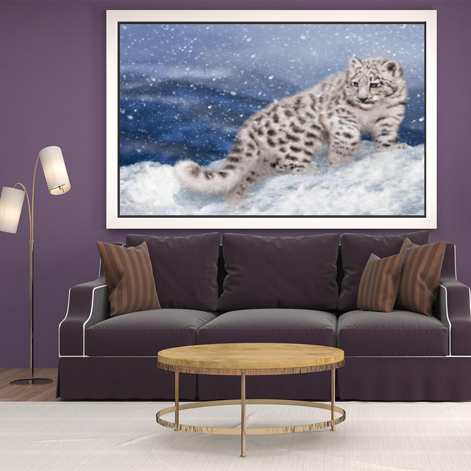5D DIY diamantová malba Zimní sada pro vyšívání sněžným leopardem Úplná diamantová vyšívání drahokamu Obrázek Mozaika Domácí dekorace