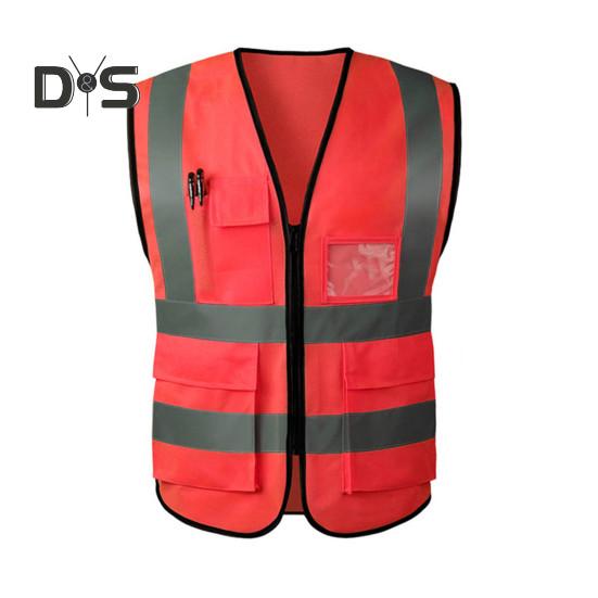 Kamizelka robocza męska damska odblaskowa kamizelka dekolt w serek bez rękawów zamek błyskawiczny plisa oddychająca nocna kamizelka bezpieczeństwa