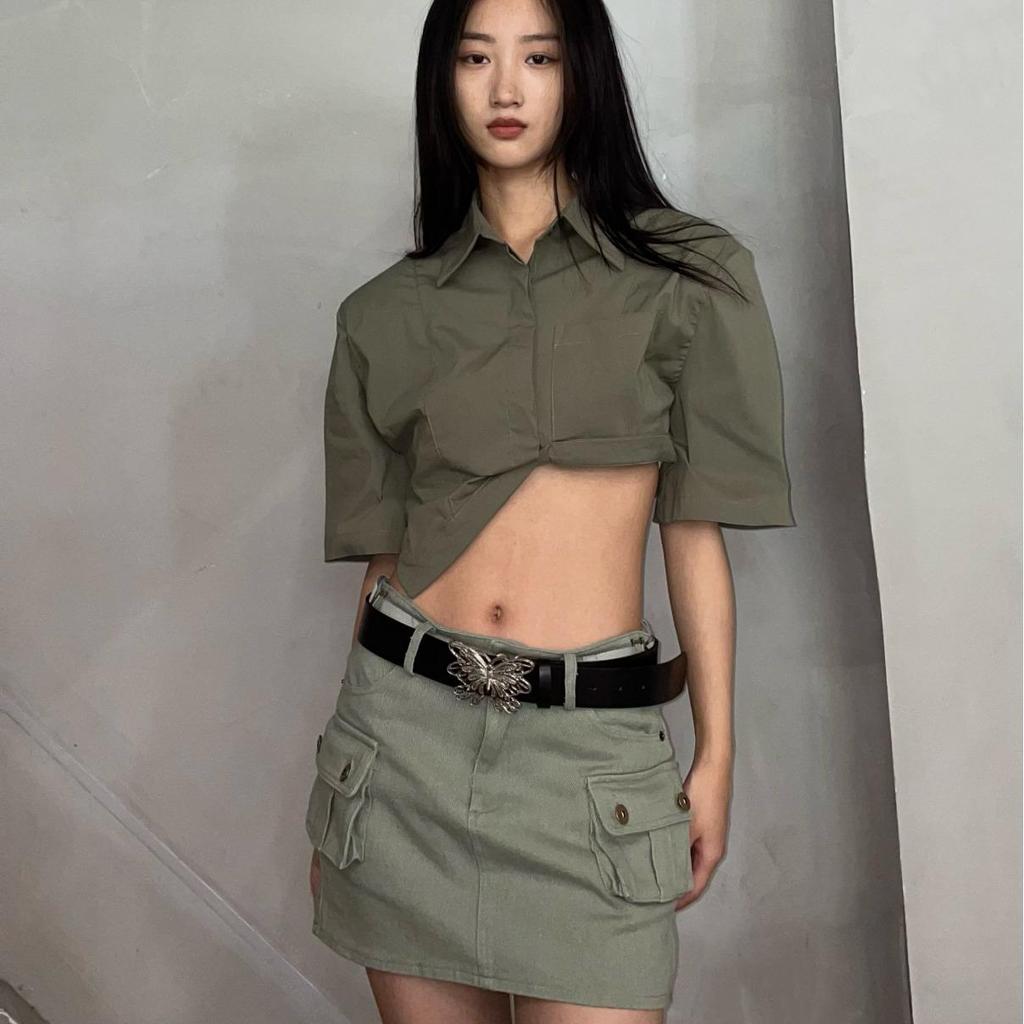 Silberner Schmetterling Verstellbarer Gürtel - Y2K Punk Millennial Stil mit Metallschnalle