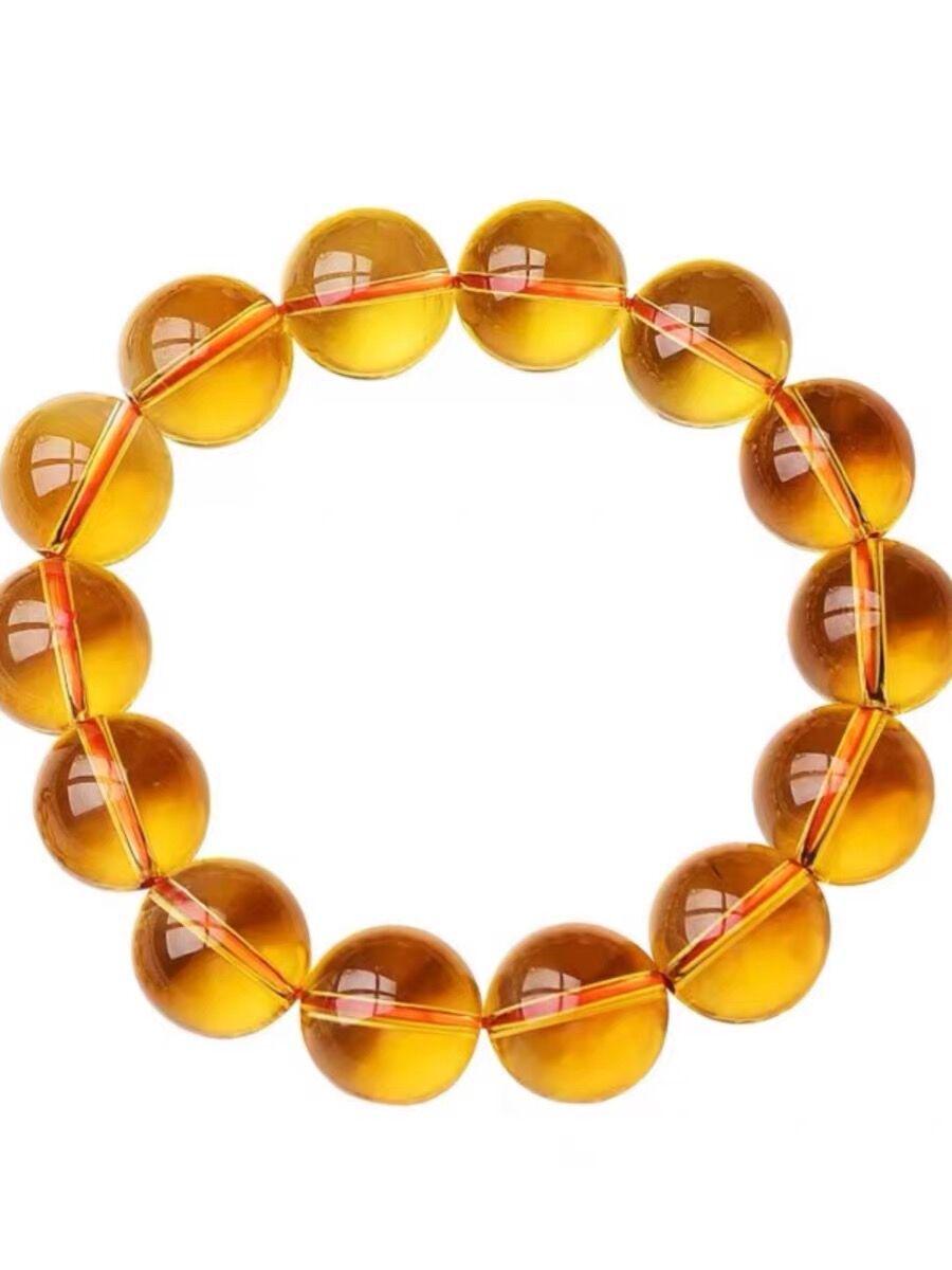Brazilian Yellow Citrine Bracelet: Bold Design for Men and Women, Yellow Crystal Jewelry, Perfect Couples Gift 6mm