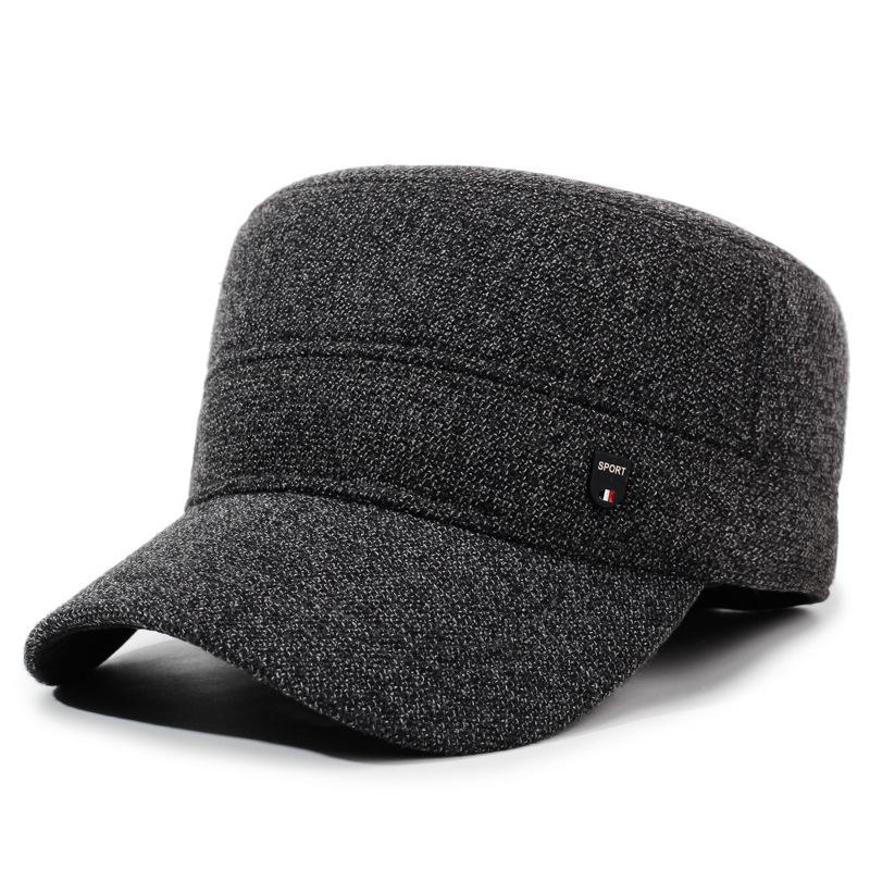

Men s Hat Middle-Aged and Elderly Outdoor Flat Top Hat Cold-Proof Ear Protection Warm Cap Dad s Cap сірий