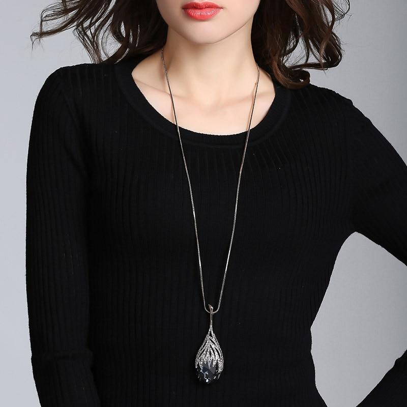 Arrivo Collane Lunghe Da Donna Moda Grigio Cristallo Girocollo Collier Femme Collane & Ciondoli Statement Accessori