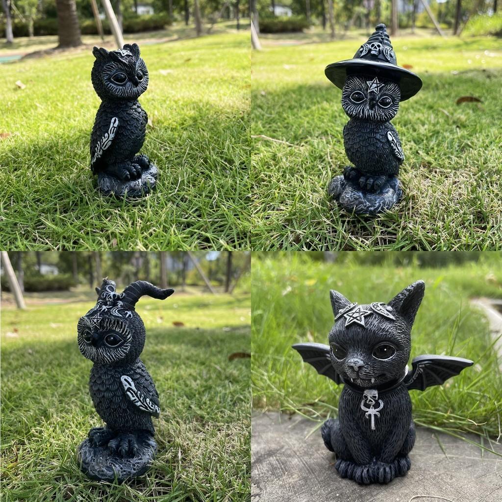 Magic Delightful Halloween Owl Resin Figurine Playful Animal Sculpture For Decor Home