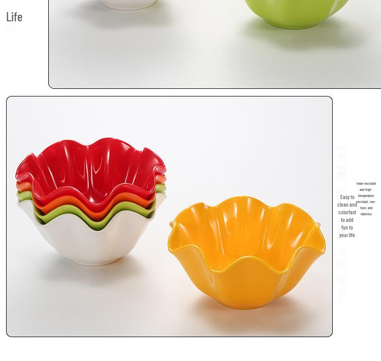 Rotating Lace Edge Melamine Vegetable Skewer Hot Pot Bowl - Commercial Plastic Salad & Tableware Bowl