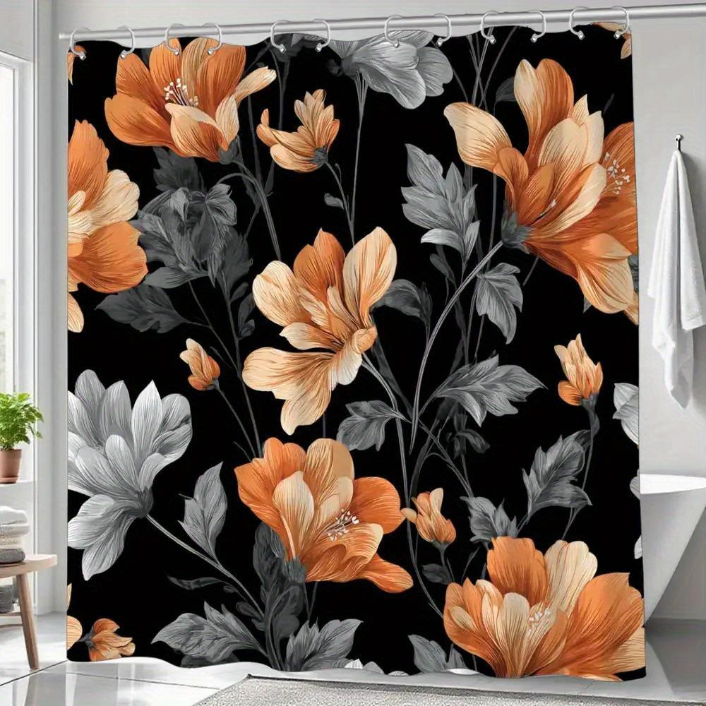 

A Bathroom Shower Curtain, Featuring A Quick Painting Design For Anniversaries, Comes With 12 Hooks, Measuring 180*180Cm, Perf W60H190(CM)-1 Pcs