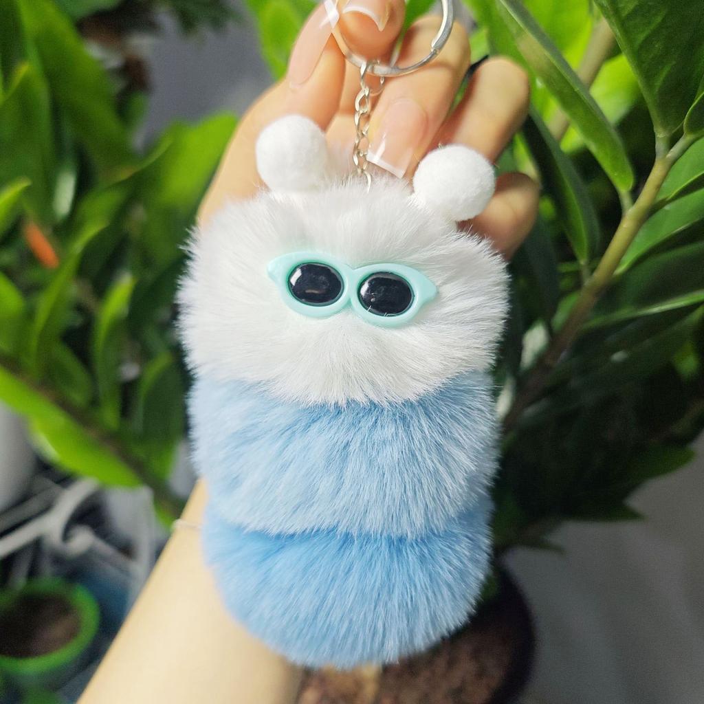 Cute Caterpillar Keychain Cartoon Plush Pendant Doll Bag Pendant Creative Car