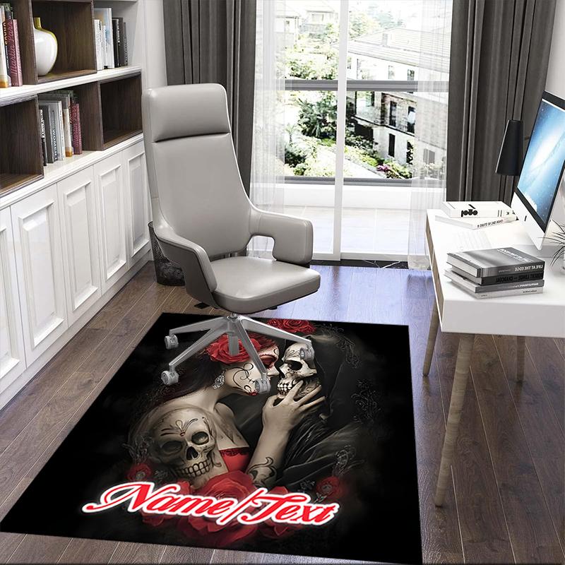 1PC Custom Name Day Dead Romance Theme Floor Mat Ideal for Living Room, Game Rooms, Office, Bedroom,Floor Mat Playful Design