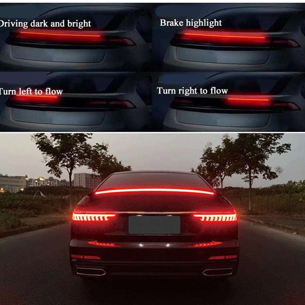 Universal 120cm LED Strips Sequential Turn Signal Spoiler Rear Tail Warning Light for Cars SUVs Motorcycles