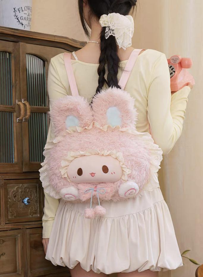 Cute Cartoon Plush Bear Backpack For Women Lightweight Casual Foldable Shoulder Bag With Zipper