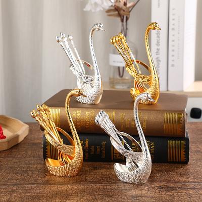 Forchetta da frutta Swan, posate in metallo da cucina, set di cucchiai Silver Swan