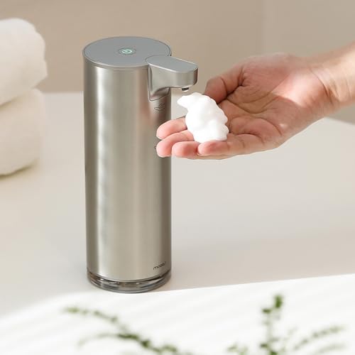 mooas Automatic Foaming Soap Dispenser - Pure & Clean Touchless Hand Soap Dispenser, Stainless Steel, USB Rechargeable, Hands-Free Dish Detergent Disp