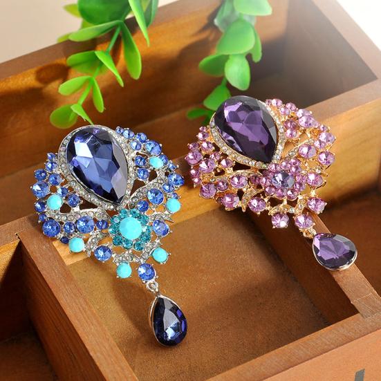 Spilla con Pendente a Goccia con Strass da Donna, Gioiello da Matrimonio, Regalo, Decorazione