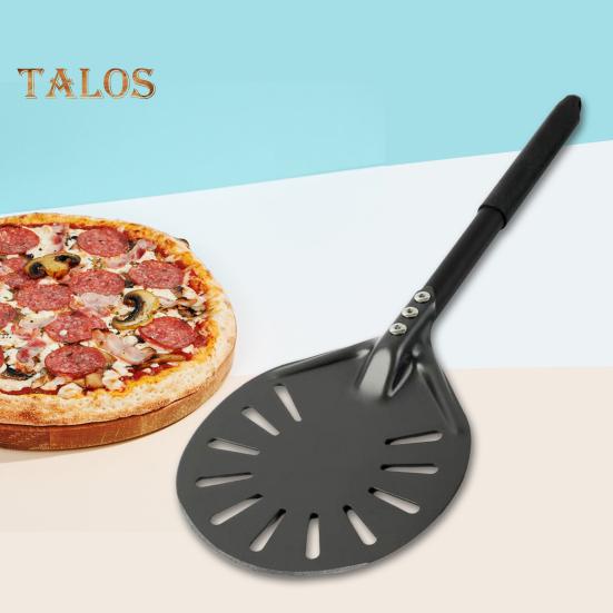 6-Inch Round Pizza Turning Peel Long Handle Non-stick Lightweight Perforated Anodized Aluminum Alloy Homemade Pizza Turner Spinner Spatula Kitchen