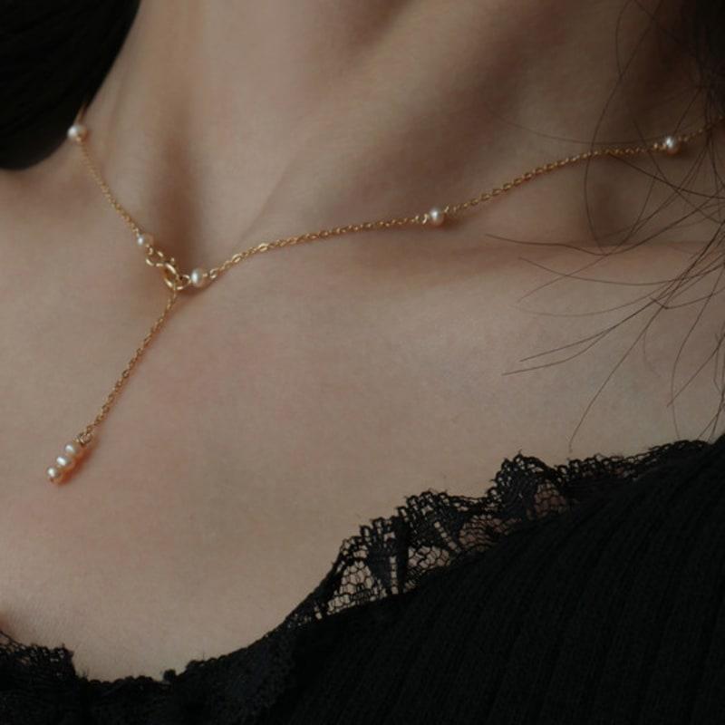 Less is more Y PEARL 14K GOLDFILLED NECKLACE