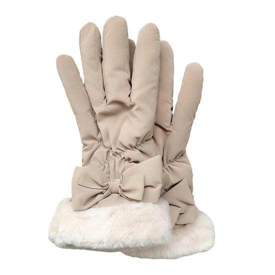 1 Paire Gants d'Hiver Doublure Velours Épaissie Tissu Imperméable Coupe-vent Écran Tactile Gants Sports d'Hiver