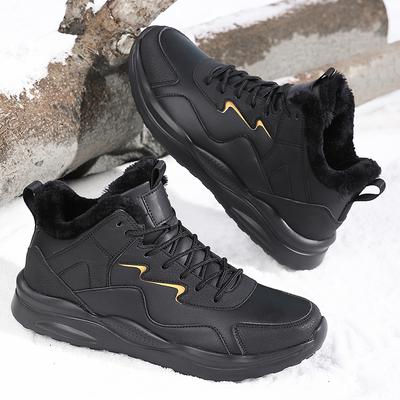 Hiver Homme Baskets de Marche Décontractées Chaudes en Peluche Cuir Imperméable Chaussures de Course pour Homme Résistantes à l'Usure Chaussures de Sport pour Homme Zapatillas