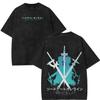 Anime Sword Art Online Graphic Print Tshirt Men Women Retro Washed Cotton Oversized Harajuku Streetwear Fashion Summer New Tee