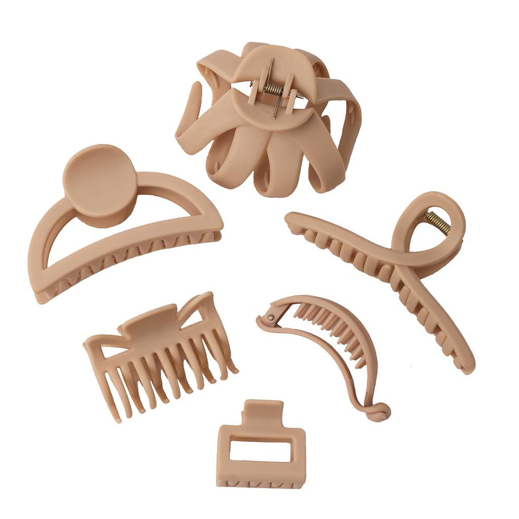6 Stück farbige neutrale Kern-Klammer-Haarspangen für dickes Haar, Damen-Haarschmuck, modische Kunststoff-Krabbenkralle Bobby P