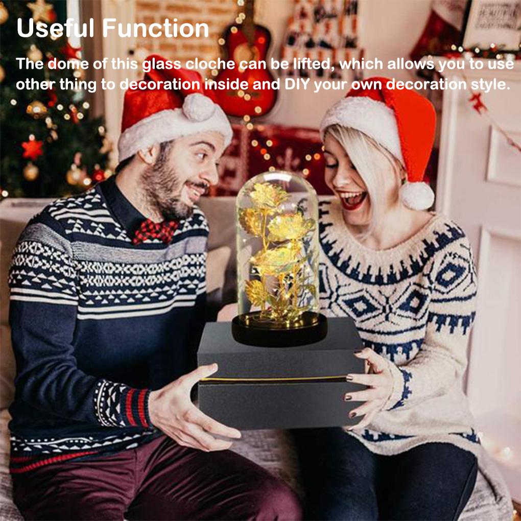 Flori Artificiale LED Acoperire de Sticlă Fermecată Lampă Dom de Trandafir Decor de Masă Figurine Folie Lumini Zâne Decor de Petrecere