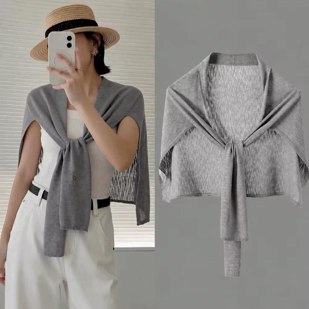 Thin Knitted Neck Wrap Cloak Triangle Scarf Simple Crochet Scarves Clothes Decoration