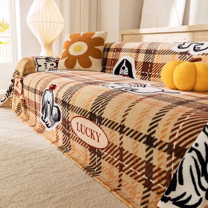 

Cute Cartoon Sofa Cover Blanket Single Double Non-slip Sandtowel Room Art Aesthetic Decoration Hotel Home Decor Still Blanket 180*130cm