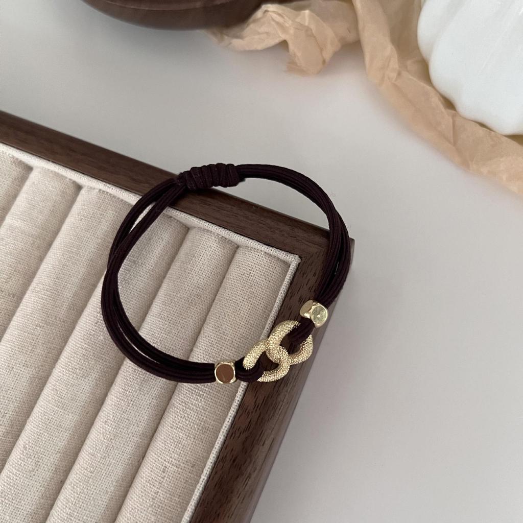Korean Style Metal Buckle Double Strand Elastic Hair Tie Scrunchie