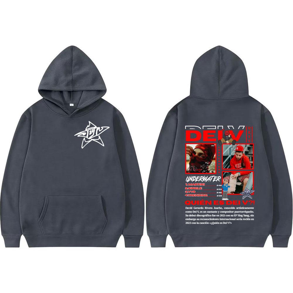 Rapper Quien Es Dei V? Underwater Tour Graphics Hoodie Men's Clothing High Quality Pullover Retro Street Long Sleeve Sweatshirts