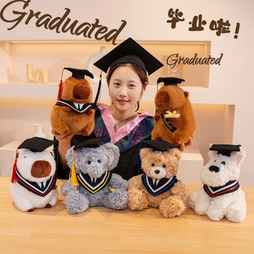 Adorable Graduate Capybara Plush Toy with Cap