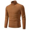 Men's Casual Solid-color High-collar Knitted Sweater, Men's Warm Base Layer Pullover Sweater