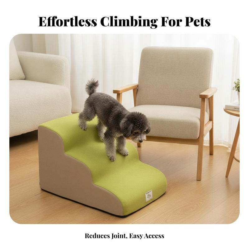Dog Ramp Stairs Stepped Incline Foam Pet Stairs Dog Stair Ramp Soft Slope Design Upholstered Pet Step Textured Textile
