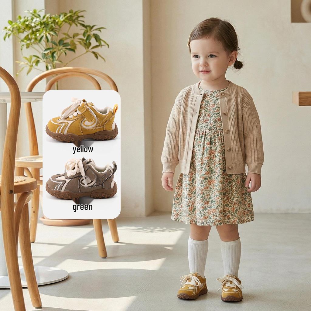 Embroidered Soft Sole Sports Shoes for Kids, 10 Months - 3 Years, Trendy Girls' & Boys' Spring Trainers