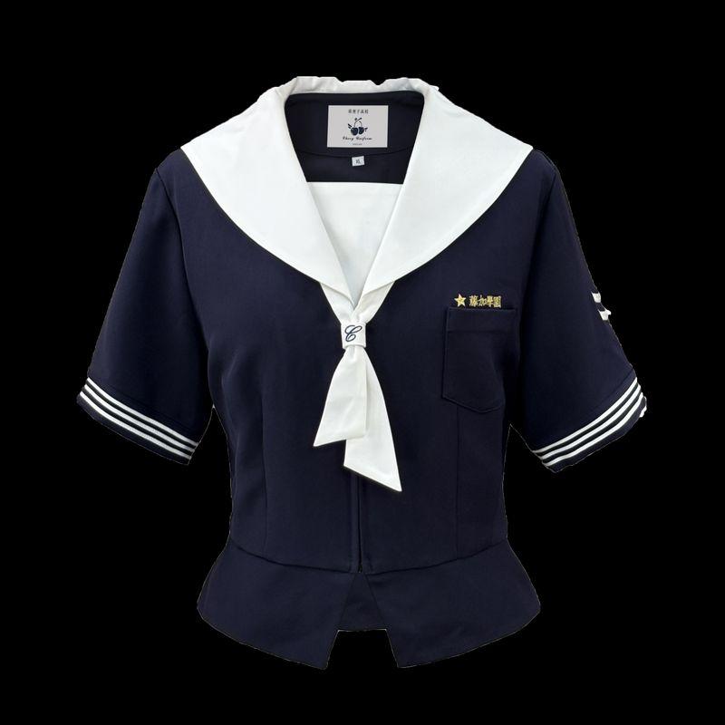 Achai's Plus size JK Original Preppy Sailor Collar Sailor Suit Slimming Versatile Cake Skirt Short dress Set Summer
