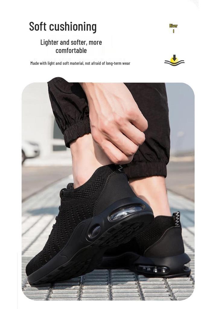 Four Seasons Fly-Knit Protective Work Shoes: Anti-Smashing, Anti-Piercing, and Anti-Static.
