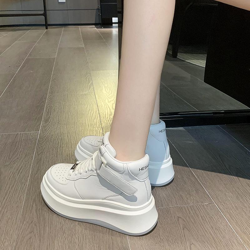 Women's thick bottom heightening big size fall and winter warm high-top waterproof non-slip hiking mountaineering casual sports shoes