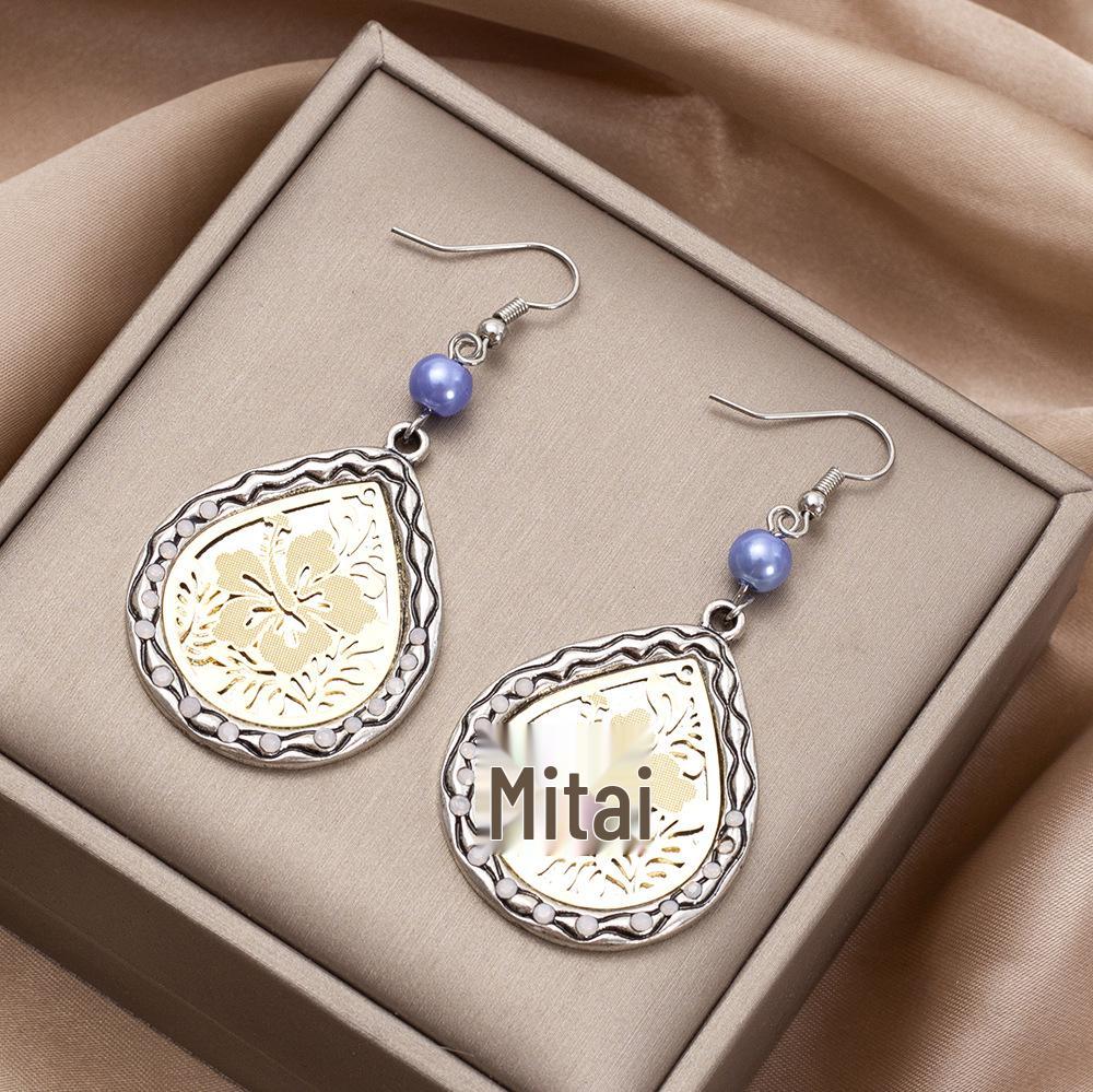 

Двухцветные гальванизированные серьги-подвески из цинкового сплава в виде полых чипов для женщин - Ретро рождественские украшения