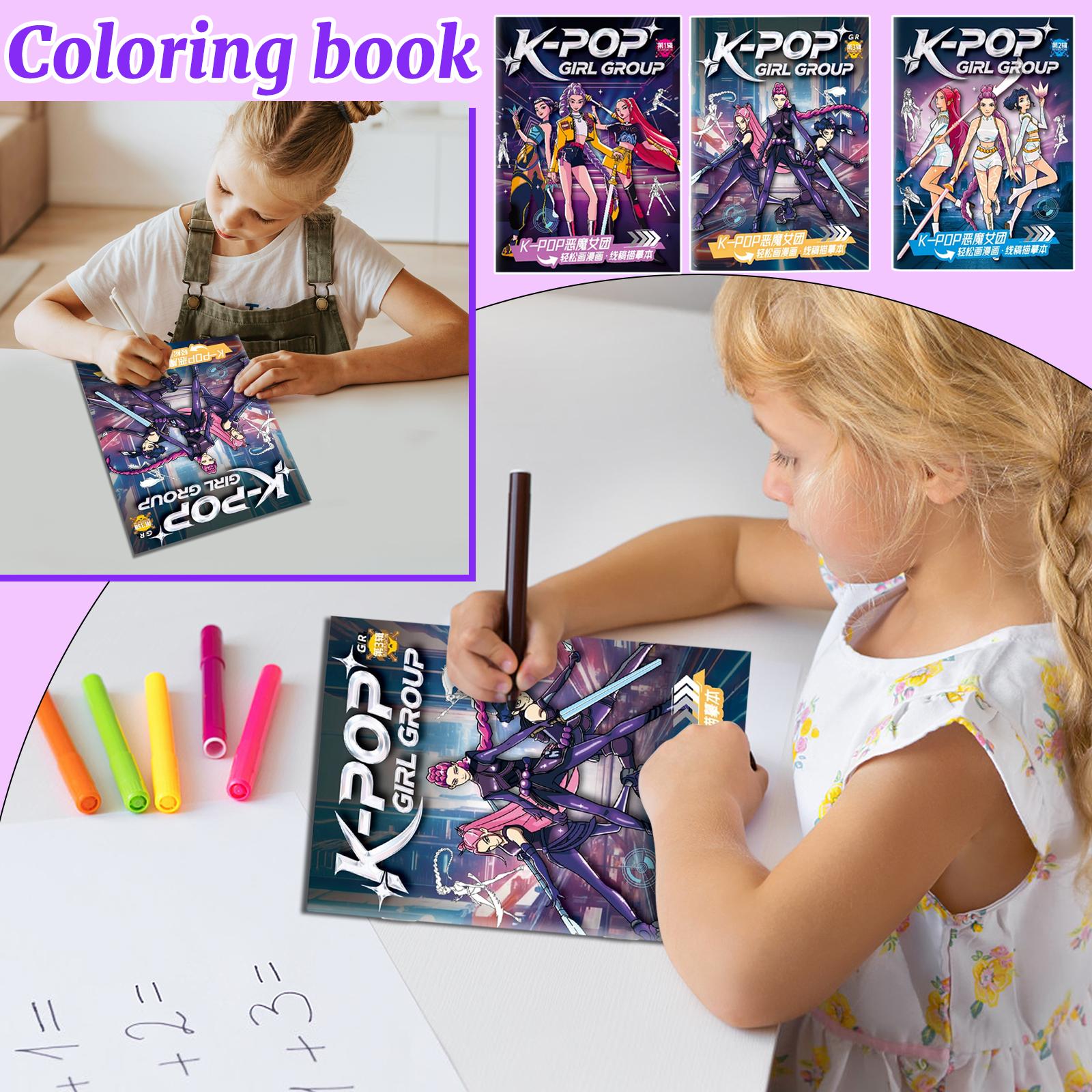 Cacciatori di Demoni Libro da Colorare Anime Libri Illustrati Periferici Libro da Colorare Periferico Bozzetti a Linee Brochure da Disegno per Bambini