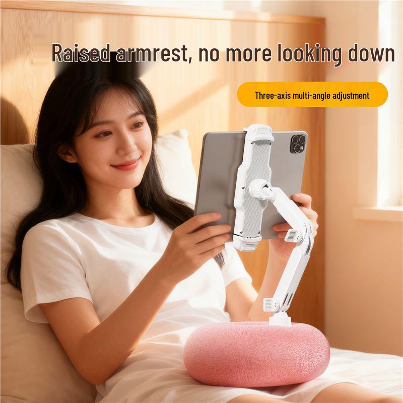 Rotating Plush Cushion Tablet & Phone Stand – Perfect for Bedside Video Viewing