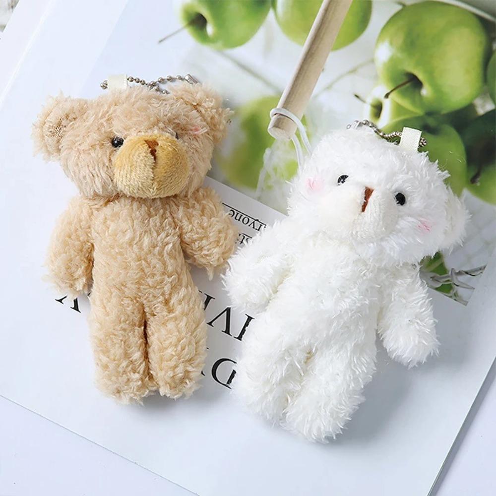 White Cute Blush Teddy Bear Keychain Bag Pendant Plush Pendant School Bear To Gift Season/Christmas/New Fashion Year Back