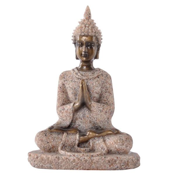Southeast Asian Resin Sitting Buddha Sculpture With Colorful Art For Meditation And Ceremony