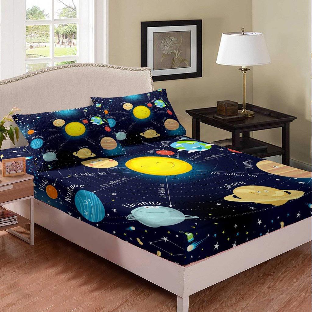 Excavator Pattern Bed Hat Three-Piece Digital Printing Bedding Bed Hat Three-Piece Set Children And Adults