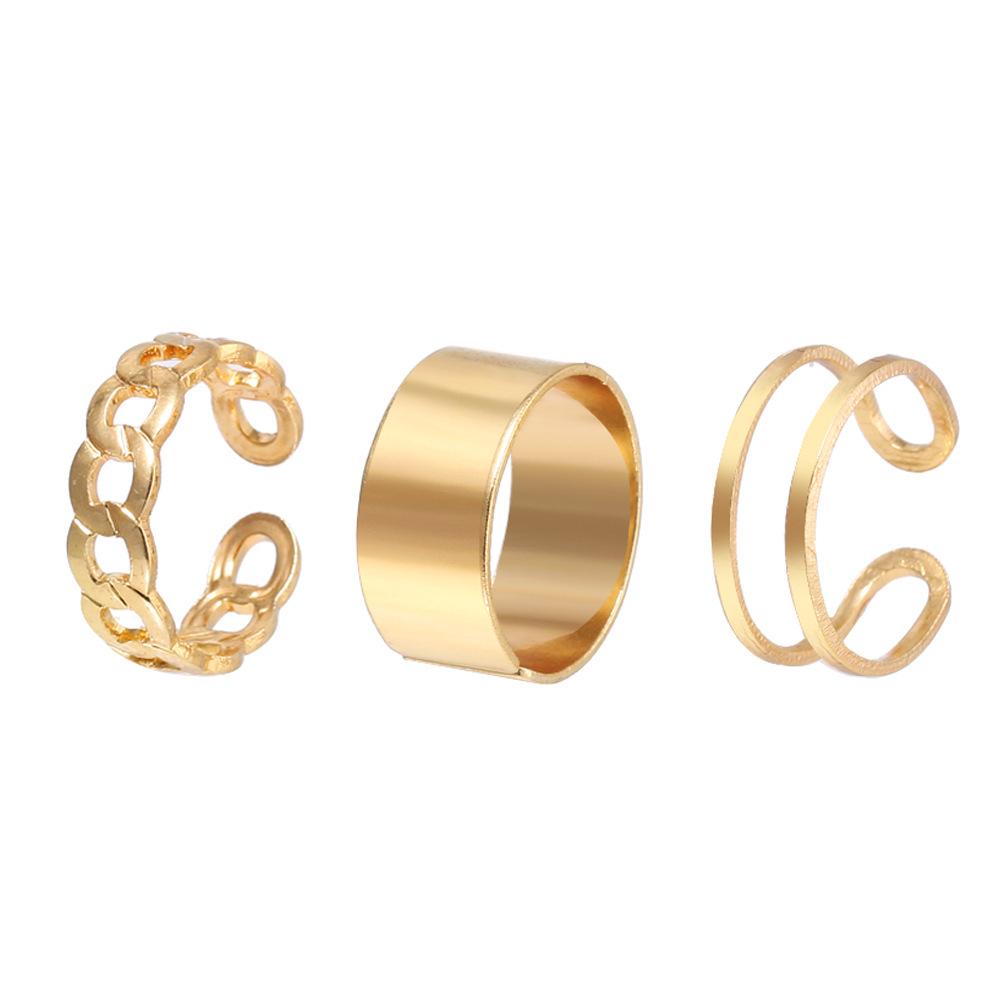 Personalized Open Ring Set: Cold Style Three-Piece for Women