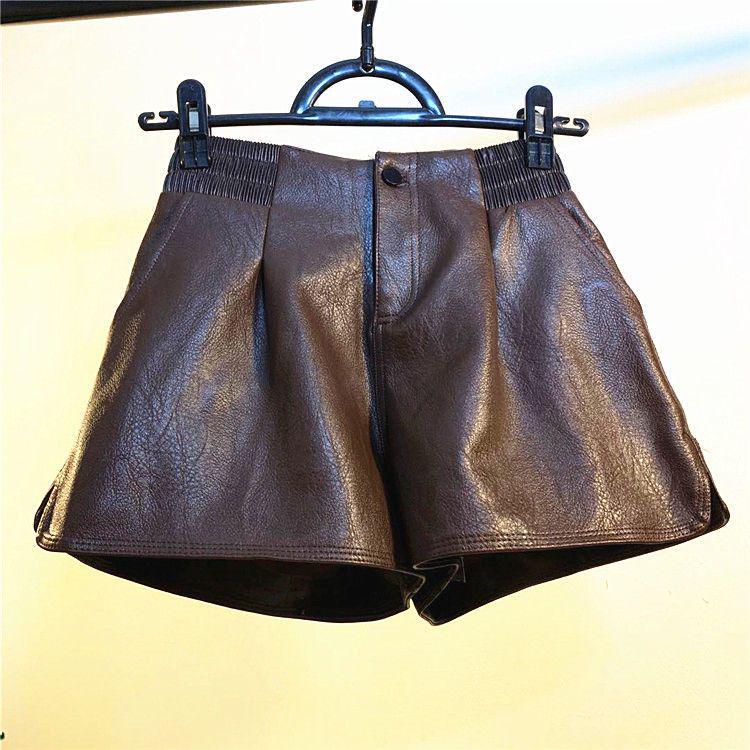 2025 Women's High Waist Leather Shorts: Korean Style Wide-Leg, Bootcut, Versatile for Autumn/Winter