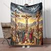 1PC Crucifixion Scene Print Blanket Prayer Blankets for Believers Suitable for Home Sofa Camping Travel Car Luxury Gifts
